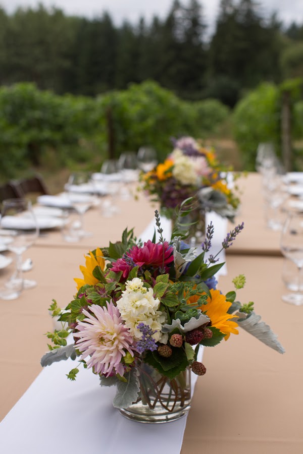 Beautiful tabletop at a vineyard wedding