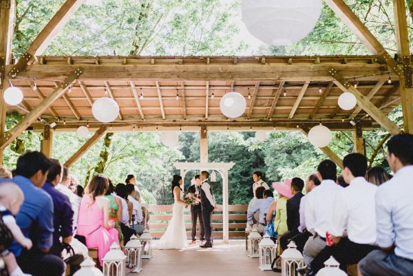 couple marrying at an outdoor pavilion Portland Wedding Planning